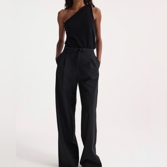 Róhe Pants - Rohe Relaxed Fit Wool Drawstring Pants, 38, Black